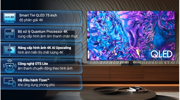 Smart Tivi QLED Samsung AI 4K 75 inch QA75Q70D