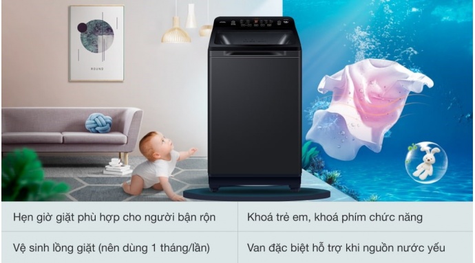 Máy giặt Aqua 9.8 kg AQW-FR98GT.BK