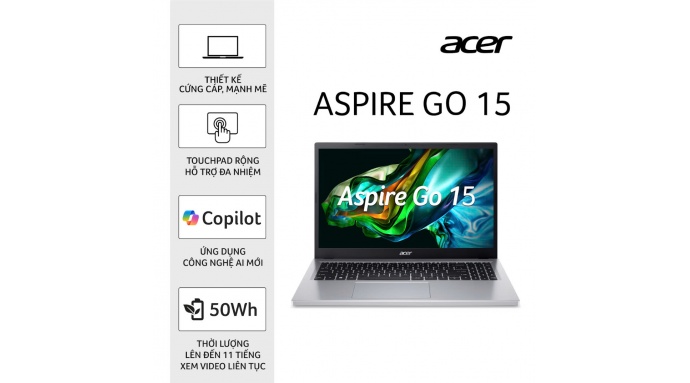 Laptop Acer Aspire Go AG15-31P-32U6 (NX.KMRSV.001) (i3 N305/8GB RAM/512GB SSD/15.6 inch FHD IPS/Win 11/Bạc)