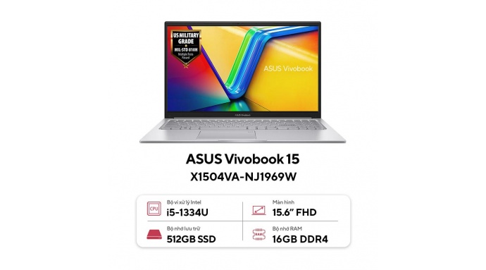 Laptop Asus VivoBook X1504VA-NJ1969W (i5 1334U/16GB RAM/512GB SSD/15.6 FHD/Win11/Bạc)