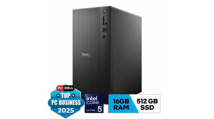 PC Dell Tower ECT1250 (Ultra 5-225 1*16GB RAM DDR5/512GB SSD/WL+BT/K+M/180W PSU/Win11) (DT-U5-16-512G)