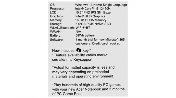 Laptop Acer Aspire Lite 15 AL15 71P 517D i5 12450H/16GB/512GB/Win11 (NX.J7KSV.001)