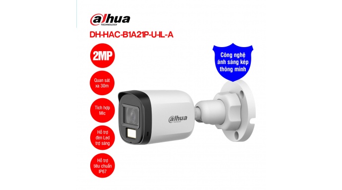 Camera HDCVI 2MP DAHUA DH-HAC-B1A21P-U-IL-A