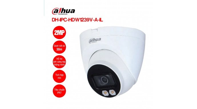 Camera IP 2MP DAHUA DH-IPC-HDW1239V-A-IL có mic