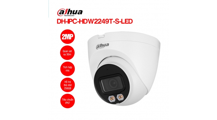 Camera IP 2MP Dome DAHUA DH-IPC-HDW2249T-S-LED