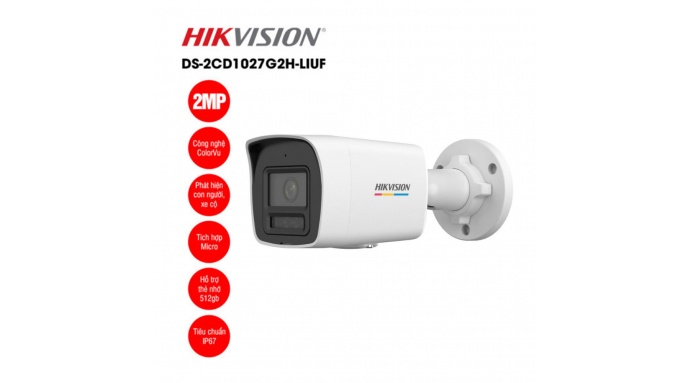 Camera IP 2MP thân trụ HIKVISION DS-2CD1027G2H-LIUF