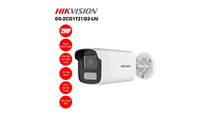 Camera IP 2MP thân trụ HIKVISION DS-2CD1T21G2-LIU