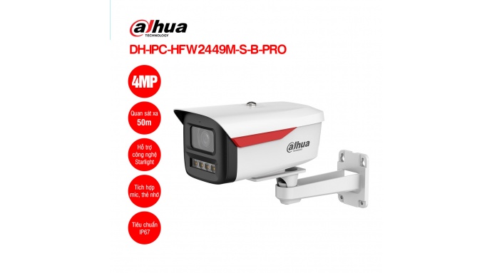 Camera IP 4MP WizColor DAHUA DH-IPC-HFW2449M-S-B-PRO