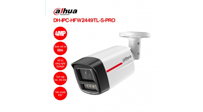 Camera IP 4MP WizColor DAHUA DH-IPC-HFW2449TL-S-PRO