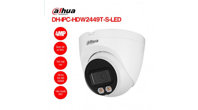 Camera IP 4MP Dome DAHUA DH-IPC-HDW2449T-S-LED