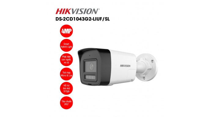 Camera IP 4MP thân trụ HIKVISION DS-2CD1043G2-LIUF/SL