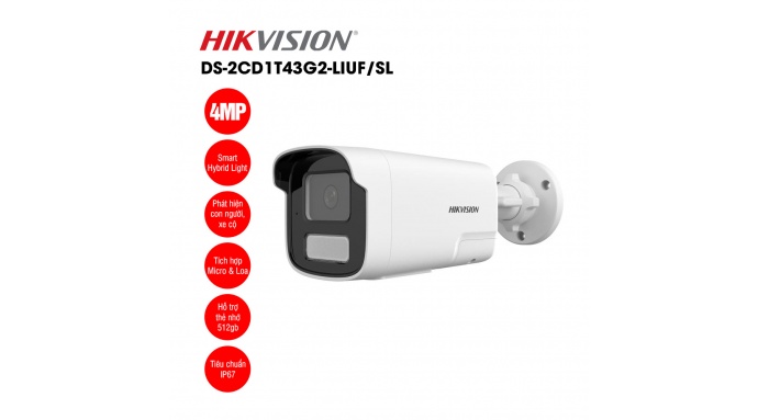 Camera IP 4MP thân trụ HIKVISION DS-2CD1T43G2-LIUF/SL