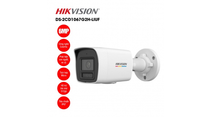 Camera IP 6MP thân trụ HIKVISION DS-2CD1067G2H-LIUF