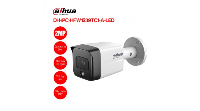 Camera IP Full Color 2MP DAHUA DH-IPC-HFW1239TC1-A-LED