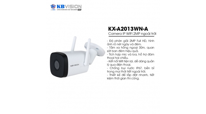 Camera IP WIFI 2MP thân ngoài trời KBVISION KX-A2013WN-A