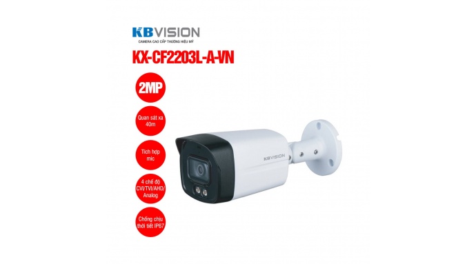 Camera thân HD Analog 2MP KBVISION KX-CF2203L-A-VN