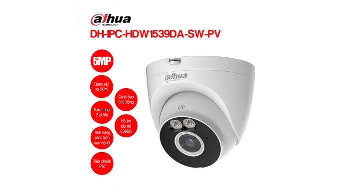 Camera Wifi Turret 5MP DAHUA DH-IPC-HDW1539DA-SW-PV