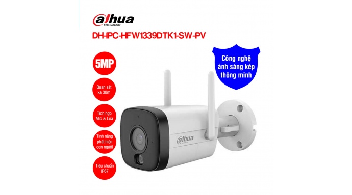 Camera Wifi 5MP Dahua DH-IPC-HFW1539DTK1-SW-PV