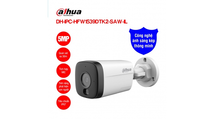 Camera Wifi 5MP Dahua DH-IPC-HFW1539DTK2-SAW-IL