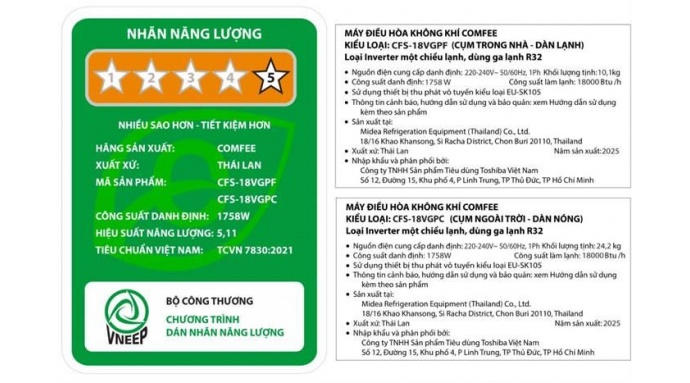 Máy lạnh Comfee Inverter 2.0 HP CFS-18VGPF