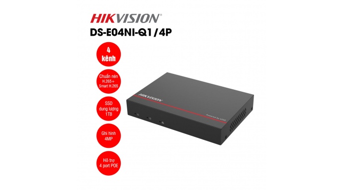 Đầu ghi IP 4 kênh tích hợp ổ cứng SSD Hikvision DS-E04NI-Q1/4P