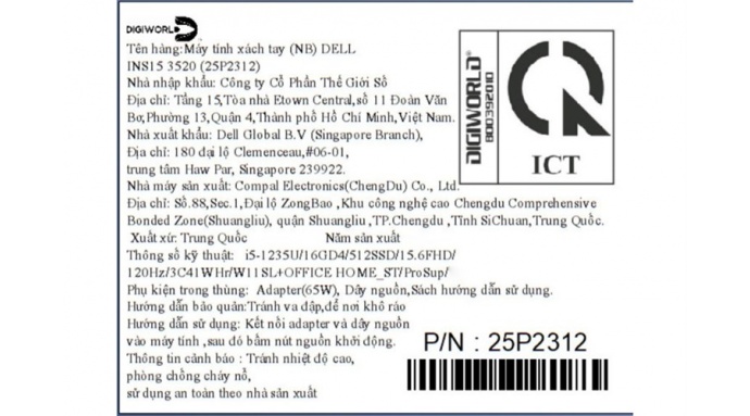 Laptop Dell Inspiron 15 3520 i5 1235U/16GB/512GB/120Hz/OfficeHS/KYHD/Win11 (25P2312)