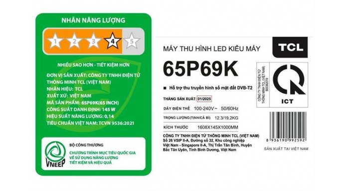 Google Tivi TCL AI 4K 65 inch 65P69K