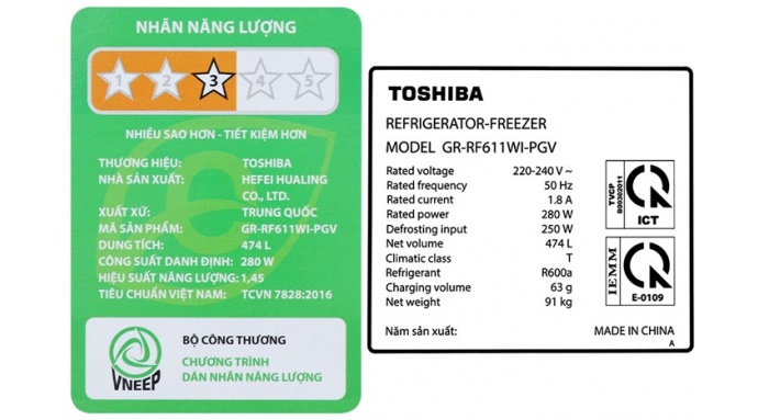 Tủ lạnh Toshiba Inverter 474 lít Multi Door GR-RF611WI-PGV(22)-XK