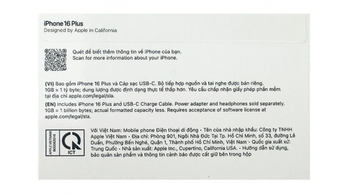 Điện thoại iPhone 16 Plus 128GB