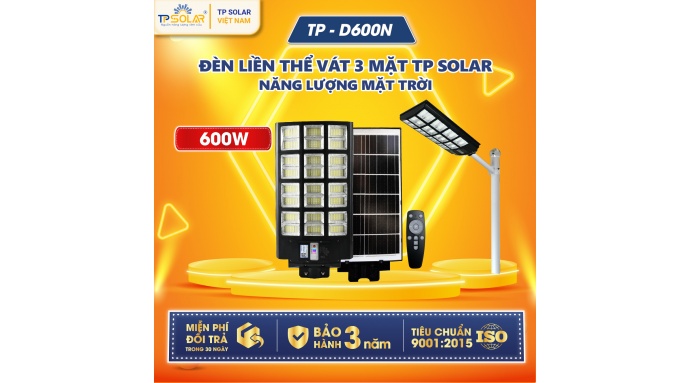 Đèn đường liền thể năng lượng mặt trời 3 mặt (TP - D600N)
