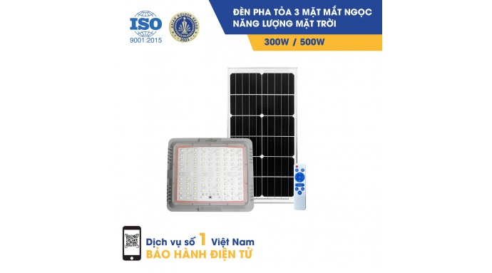 Đèn pha tỏa 3 mặt mắt ngọc năng lượng mặt trời
