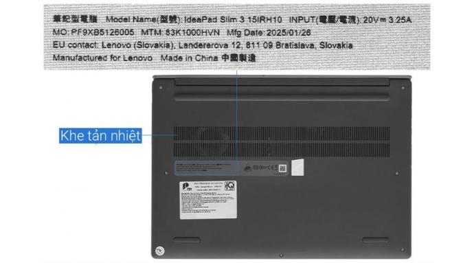 Laptop Lenovo IdeaPad Slim 3 15IRH10 i5 13420H/16GB/512GB/Win11 (83K1000HVN)