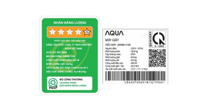 Máy giặt Aqua 8 kg AWM8-316K(B)