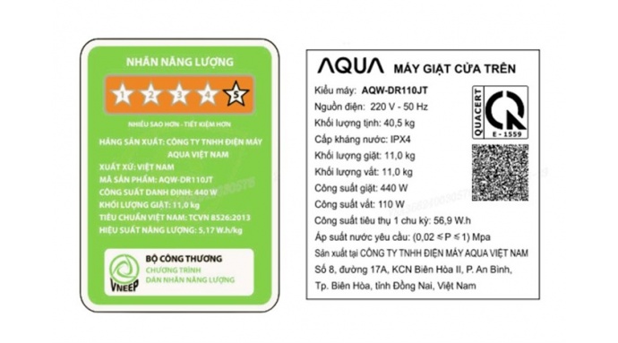 Máy giặt Aqua Inverter 11 kg AQW-DR110JT BK