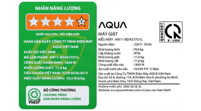 Máy giặt Aqua Inverter 11 kg AW11-BD4377U1L(GN)