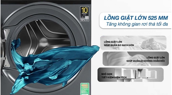Máy giặt Aqua Inverter 8.5 kg AQD-A852J BK