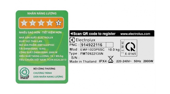 Máy giặt Electrolux UltimateCare 500 Inverter 10 kg EWF1023P5SC