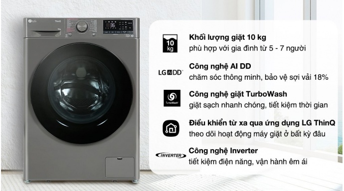 Máy giặt LG AI DD Inverter 10 kg FV1410S4M1