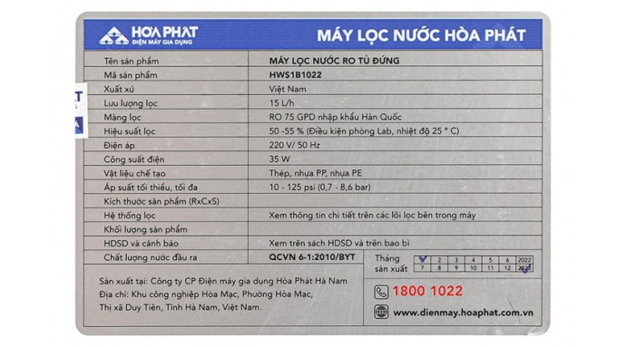 Máy lọc nước RO Hòa Phát HWS1B 1022 10 lõi