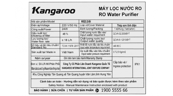 Máy lọc nước RO Kangaroo KG116I 10 lõi