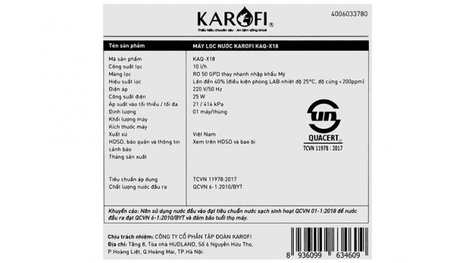 Máy lọc nước RO Karofi KAQ-X18 11 lõi