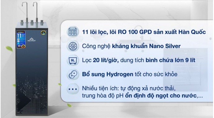 Máy lọc nước RO nóng nguội lạnh Hòa Phát HPN666 11 lõi