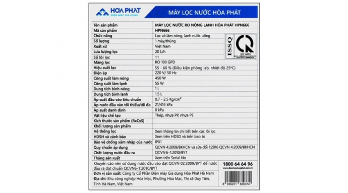 Máy lọc nước RO nóng nguội lạnh Hòa Phát HPN666 11 lõi