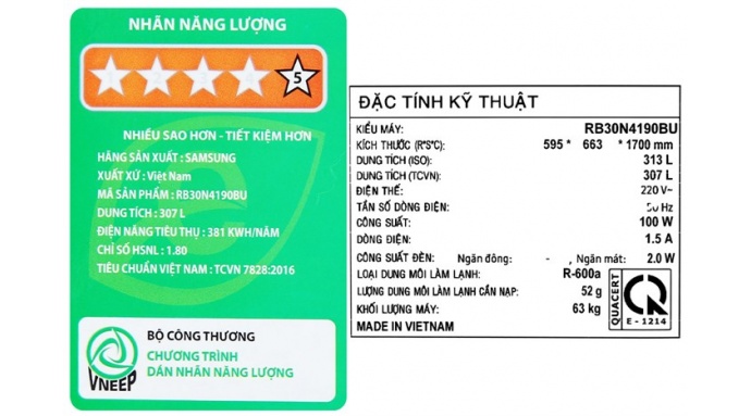 Tủ lạnh Samsung Inverter 307 lít RB30N4190BU/SV