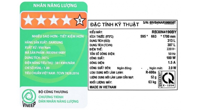 Tủ lạnh Samsung Inverter 307 lít RB30N4190BY/SV