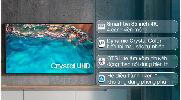 Smart Tivi Crystal UHD Samsung 4K 85 inch UA85BU8000