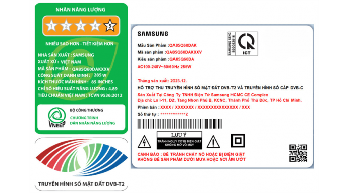 Smart Tivi QLED Samsung 4K 85 inch QA85Q60D