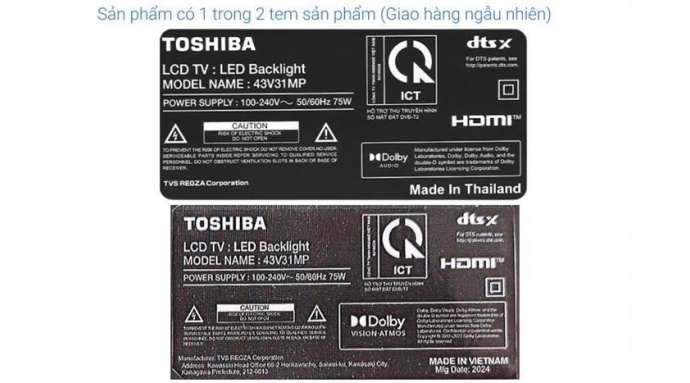 Smart Tivi Toshiba FHD 43 inch 43V31MP