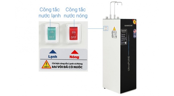 Máy lọc nước RO nóng nguội lạnh Sunhouse UltraPURE SHA76210KL 10 lõi