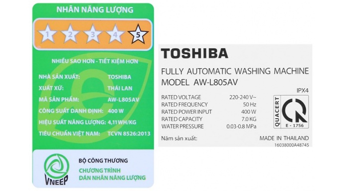 Máy giặt Toshiba 7 Kg AW-L805AV (SG)